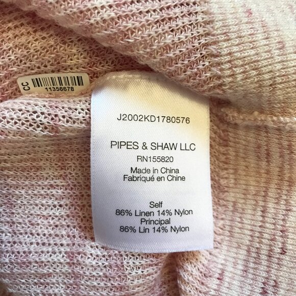Veronica Beard Celia Sweater Womens Small Pink Crew Neck 3/4 Sleeve Linen Blend - Picture 9 of 13